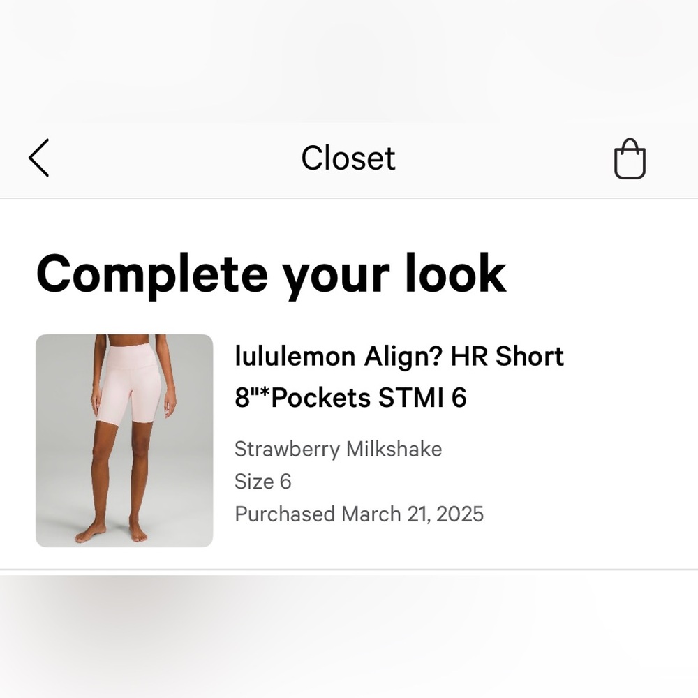 Lululemon Align High-Rise Short 8",w/pockets. Size 6. Strawberry Milkshake.Pink. - Picture 16 of 16